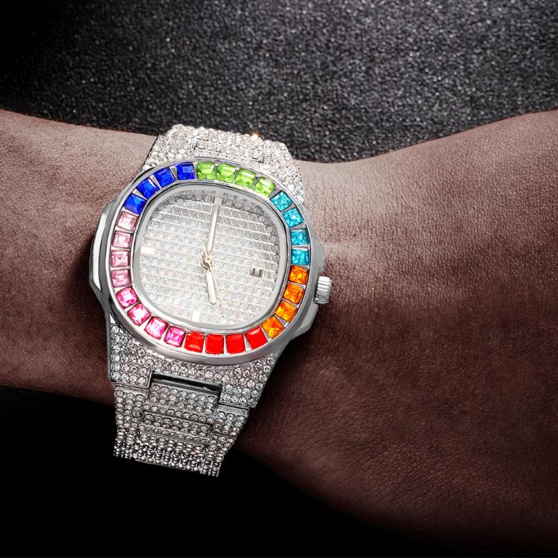 Wristwatches Hip Hop Full 1Row Iced Out Gold Color Watches Luxury Date Quartz Wrist Stainless Steel Watch For Women Men Jewelry Gift, Slivery;brown
Wristwatches Hip Hop Full 1Row Iced Out Gold Color Watches Luxury Date Quartz Wrist Stainless Steel Watch For Women Men Jewelry Gift, Slivery;brown