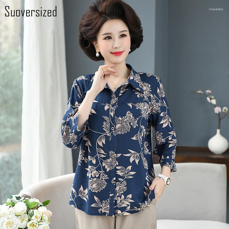 Women's Blouses & Shirts Middle Aged Mom Design Printed Casual Shirt Women Spring Autumn Nine Quarter Turn-down Collar Blouse Femme Oversize, 04
Women's Blouses & Shirts Middle Aged Mom Design Printed Casual Shirt Women Spring Autumn Nine Quarter Turn-down Collar Blouse Femme Oversize, 04