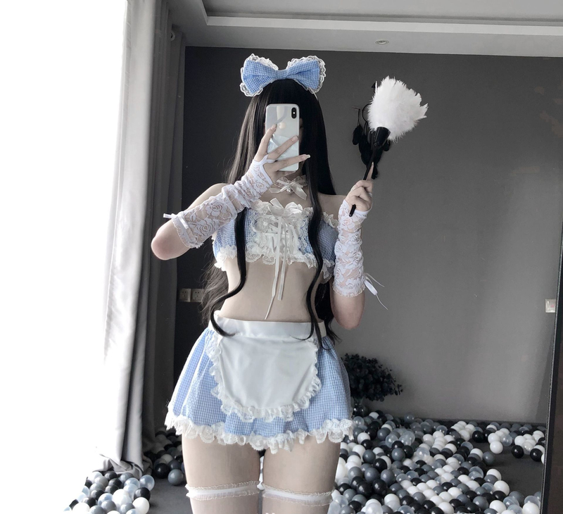 Sexy Costumes Kawaii Blue Sexy Maid Outfit For Woman Bikini for Women Blue White School Girl Outfit Dress cosplay lingerie Set 220323
Sexy Costumes Kawaii Blue Sexy Maid Outfit For Woman Bikini for Women Blue White School Girl Outfit Dress cosplay lingerie Set 220323