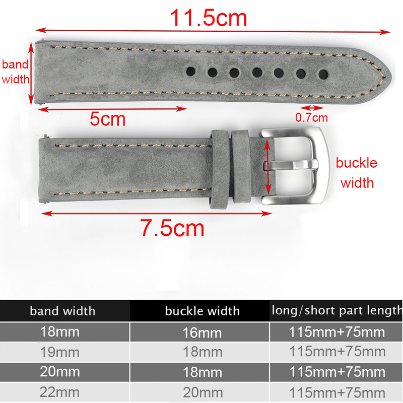 Suede Leathetr Watch Strap 18mm 19mm 20mm Vintage Handmade Watchband Grey Brown Replacement Belts For Watch Accessories #BF 220706