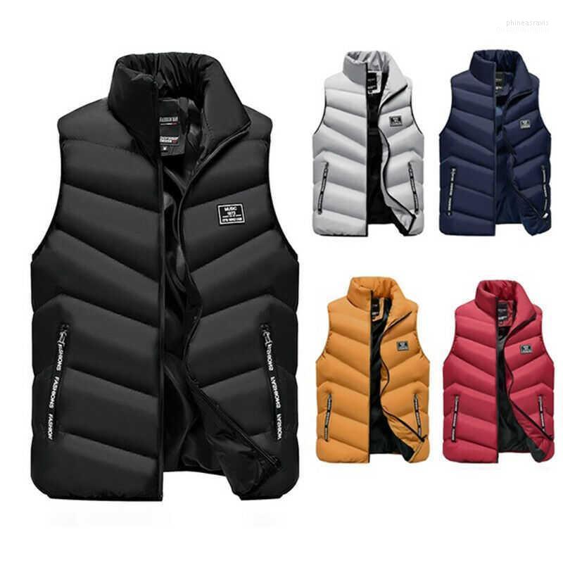 Men's Down & Parkas Padded Zip Jackets Winter Outwear Sleeveless Top Puffer Coat Vest Quilted Size S-4XL Phin22, Black