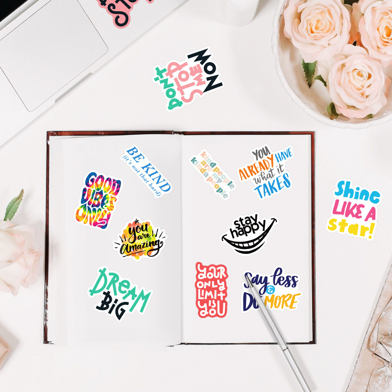 50Pcs/Lot Motivational Stickers inspirational Teachers Students Teens Employees Vinyl Waterproof Durable Laptop Sticker Decals for Computer
