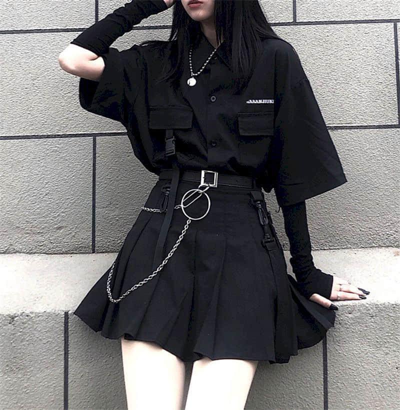 Work Dresses Two Piece Ladies Skirt Korean Versatile Dark Loose BF Shirt Top Women Fashion Set Jupe Drop Summer Dress, Black
Work Dresses Two Piece Ladies Skirt Korean Versatile Dark Loose BF Shirt Top Women Fashion Set Jupe Drop Summer Dress, Black