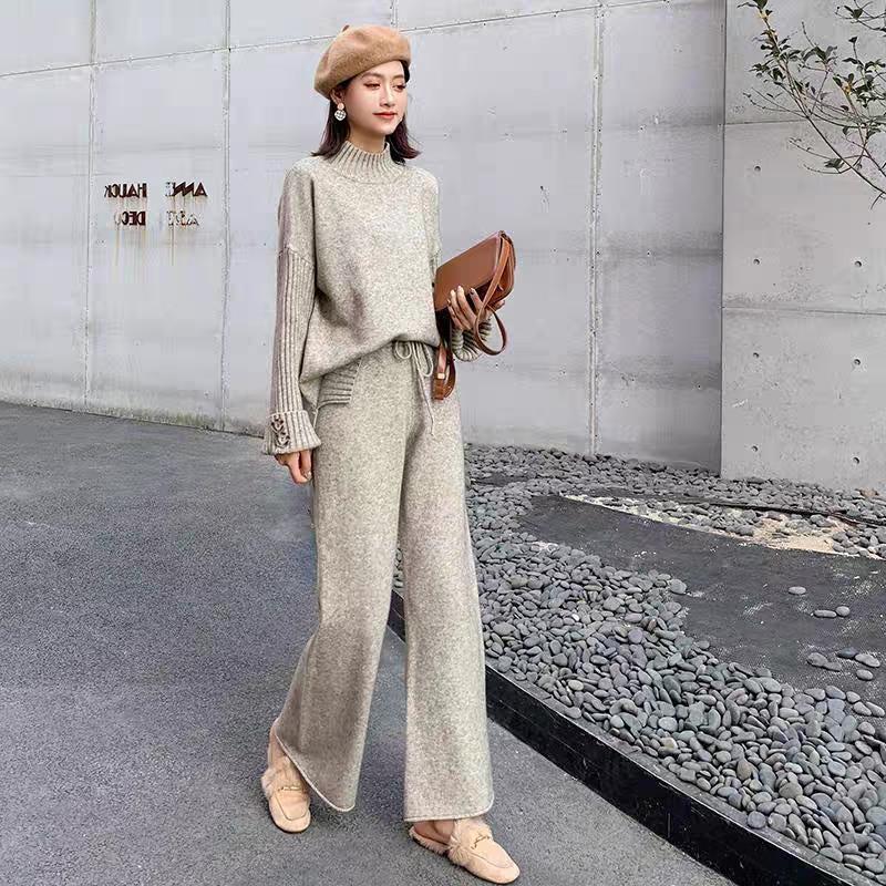 Women's Two Piece Pants Autumn Winter Alpaca Knitted Pullover Suit Women Fashion Sweater Wool Wide Leg SetWomen's, Beige
Women's Two Piece Pants Autumn Winter Alpaca Knitted Pullover Suit Women Fashion Sweater Wool Wide Leg SetWomen's, Beige