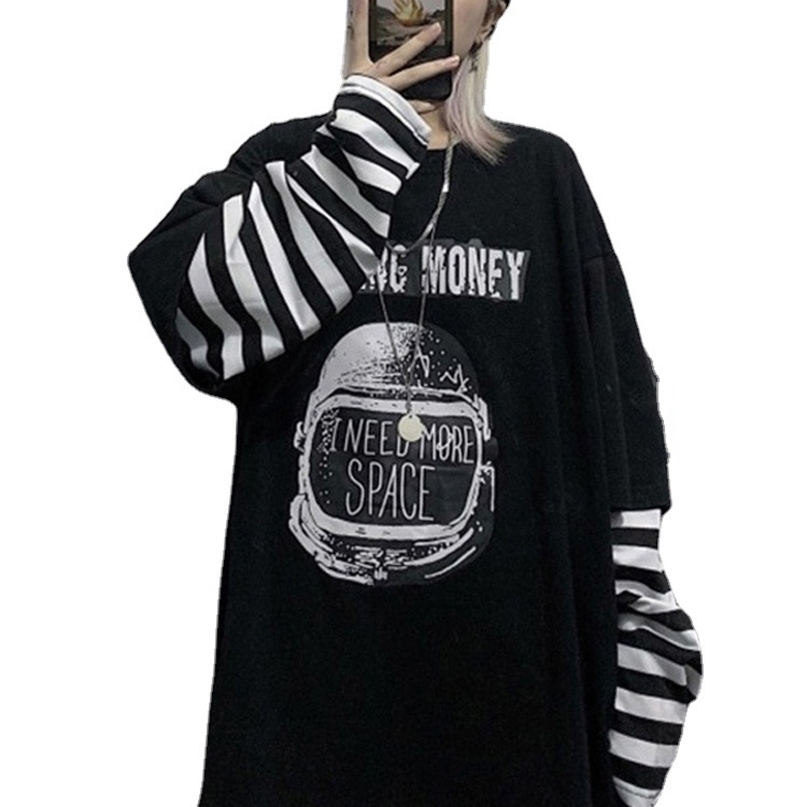 Autumn tshirt Casual Letter Print O-Neck stripe Tees Creativity Loose T-Shirt Long Sleeve Oversize top Hip Hop Streetwear 220402, Xian 1976 shenhui
Autumn tshirt Casual Letter Print O-Neck stripe Tees Creativity Loose T-Shirt Long Sleeve Oversize top Hip Hop Streetwear 220402, Xian 1976 shenhui