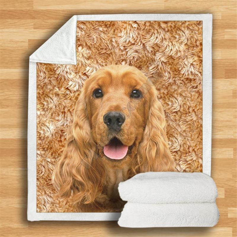 

Blankets English Cocker Spaniel Cozy Premium Fleece Blanket 3D Printed Sherpa On Bed Home Textiles