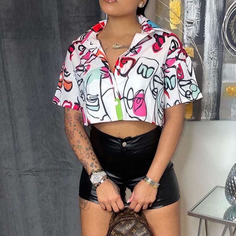 Women' Blouses & Shirts Lapel Buttons Up Women Fashion Printed Short Sleeve Baddie Style Cropped Tops Summer Commuting Loose TeesWomen, Multi
Women' Blouses & Shirts Lapel Buttons Up Women Fashion Printed Short Sleeve Baddie Style Cropped Tops Summer Commuting Loose TeesWomen, Multi