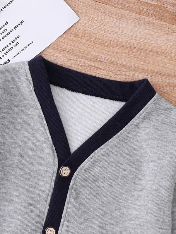 Toddler Boys Contrast Trim Panda Embroidery Patched Pocket Jacket SHE