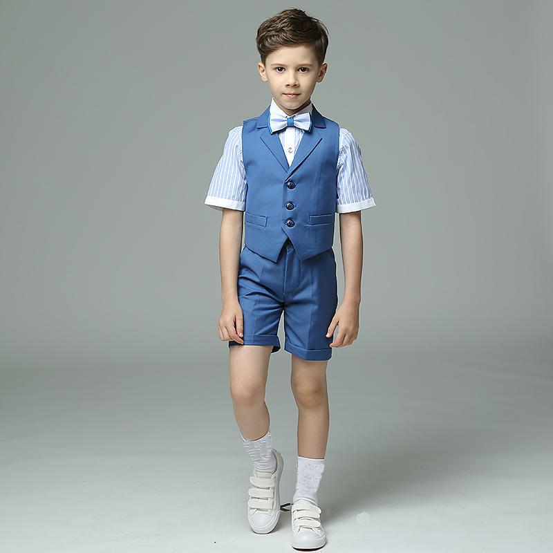 Clothing Sets Boys Summer Blue Wedding Suit Kids Vest Shirt Shorts Bowtie 4PCS Formal Child Pography Costume Teenager UniformClothing, All include
Clothing Sets Boys Summer Blue Wedding Suit Kids Vest Shirt Shorts Bowtie 4PCS Formal Child Pography Costume Teenager UniformClothing, All include