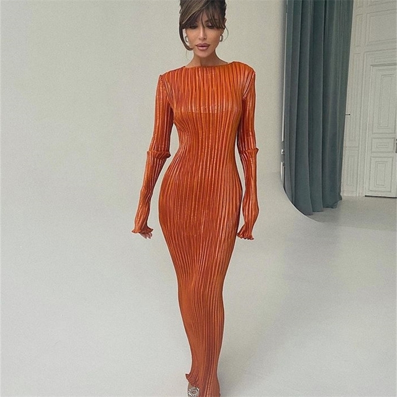 TiulZial Basic Orange Maxi Bodycon Dress Autumn Summer Long Sleeve Pleated Plisse Casual es Women 220614
TiulZial Basic Orange Maxi Bodycon Dress Autumn Summer Long Sleeve Pleated Plisse Casual es Women 220614