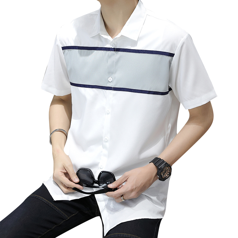 Summer thin style short-sleeved shirt male han edition easing trend handsome coat wind 220322