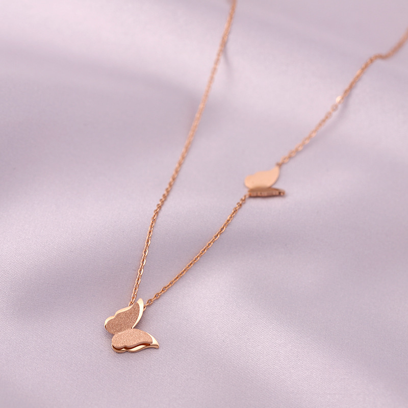 New Fashion Rose Gold Stainless Steel Love Star Circle Pendant Necklace for Women Gift