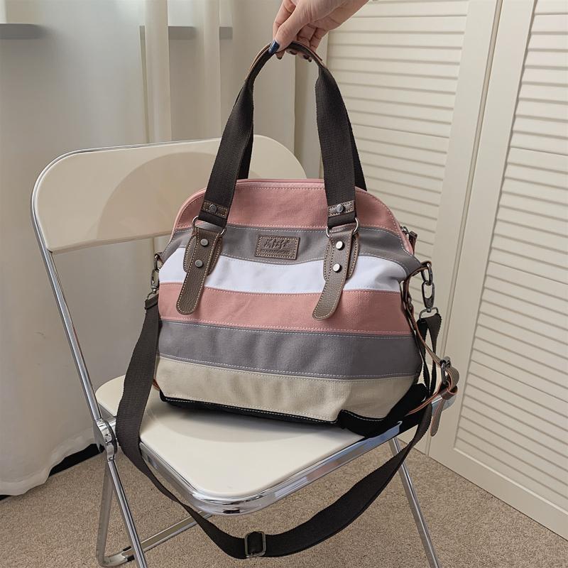 Evening Bags Women Color Contrast Striped Canvas Tote Casual Shoulder Bag Ladies Fashion Crossbody Female Travel Sac A Main, Pink
Evening Bags Women Color Contrast Striped Canvas Tote Casual Shoulder Bag Ladies Fashion Crossbody Female Travel Sac A Main, Pink