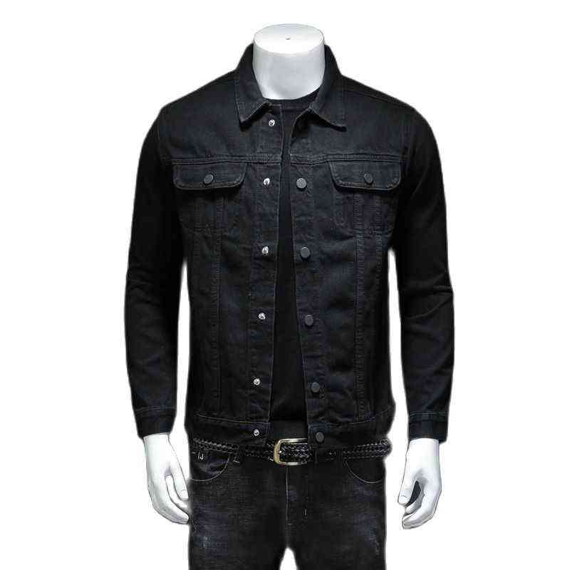 Mens Denim Jacket Moto Biker Outerwear Coats Men Jeans Jacket Black Casual Cotton Turn Down Collar Motorcycle Denim Coats Men Y220803