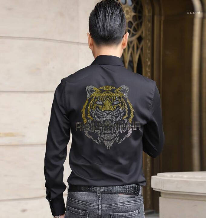 Men's Casual Shirts Man Fashion Silk Clothes Long Sleeve Shirt Male Rhinestones Soft Dress, As shown
Men's Casual Shirts Man Fashion Silk Clothes Long Sleeve Shirt Male Rhinestones Soft Dress, As shown