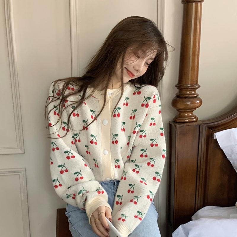 Women' Knits & Tees Woman Sweaters Print Vintage Sweet Kawaii Embroidered Cherry Cardigans Knitted Spring Autumn Single Breasted Mujer Clot, Beige
Women' Knits & Tees Woman Sweaters Print Vintage Sweet Kawaii Embroidered Cherry Cardigans Knitted Spring Autumn Single Breasted Mujer Clot, Beige