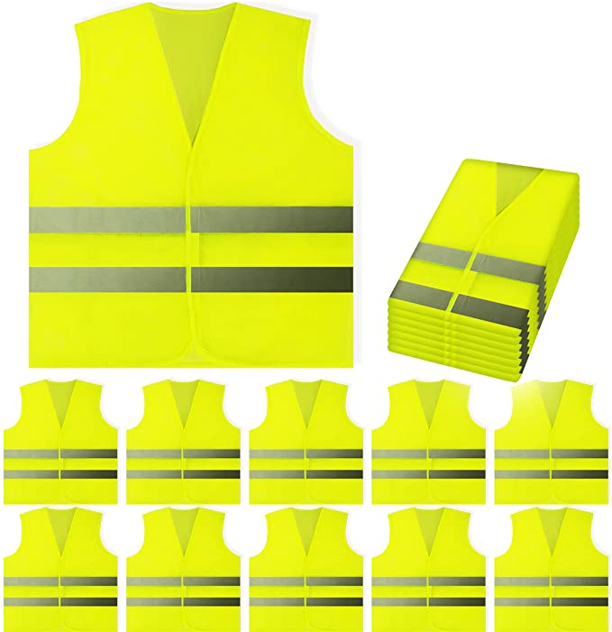 10 Pack Safety Vest Reflective high visibility Work Cycling Runner Surveyor Volunteers
10 Pack Safety Vest Reflective high visibility Work Cycling Runner Surveyor Volunteers