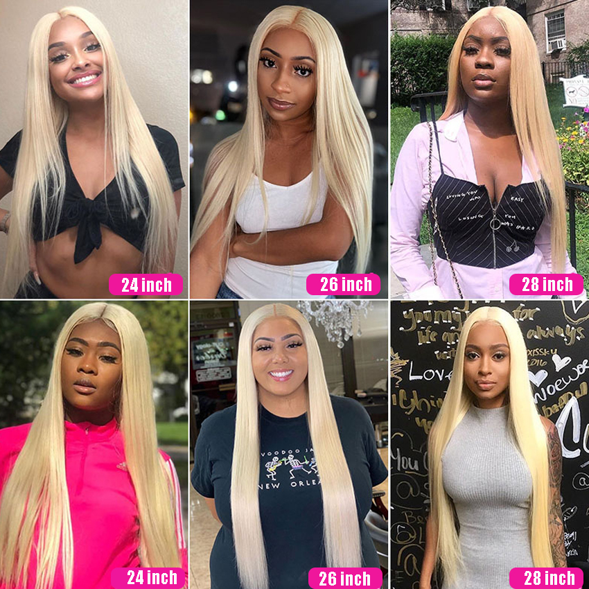 32 Inch 613 Blonde Bone Straight Lace Frontal Human Hair Wigs With Babyhair For Black Women Synthetic Closure Wig
