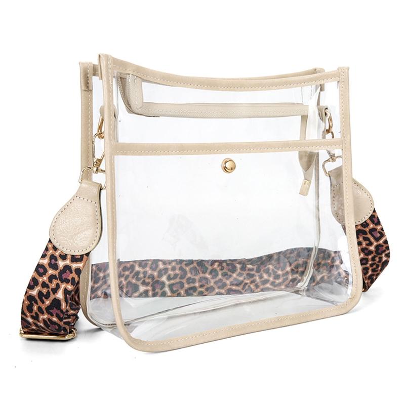 Evening Bags 63HC Adjustable Clear Bag Messenger Leopard Guitar Strap Transparent Handbag Crossbody For Stadium Shopping