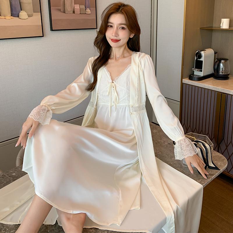 Women's Sleepwear Summer Pajamas Ice Sexy Bra Lace Court Style Long French Suspender Nightdress Nightgown Women Set Night DressWomen's, Beige
Women's Sleepwear Summer Pajamas Ice Sexy Bra Lace Court Style Long French Suspender Nightdress Nightgown Women Set Night DressWomen's, Beige