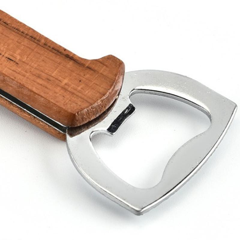 Openers Wooden Handle Bottle Keychain Knife Double Hinged Corkscrew Stainless Steel Key Ring Opening Tools Bar Free shipping