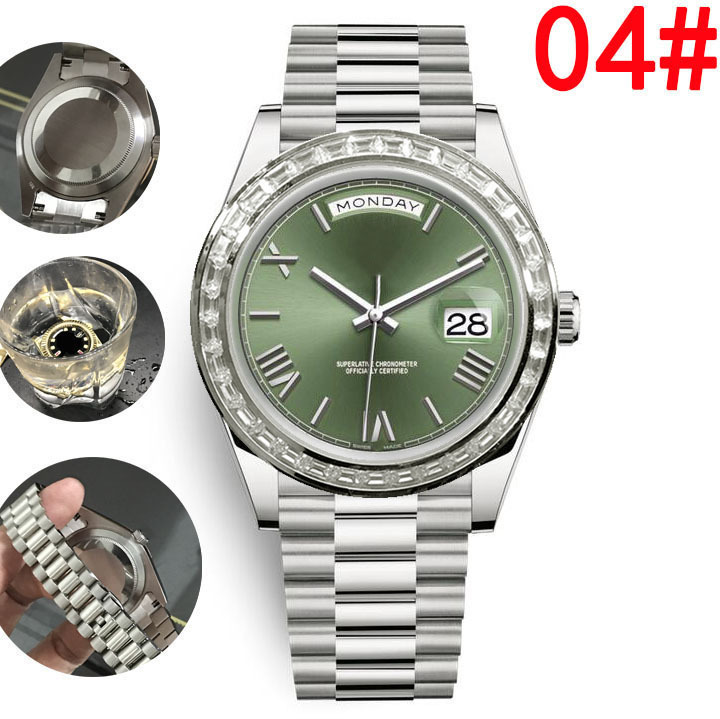 mens watches luxury watch the green olive dial with Baguette diamonds on the Bezel 2813 Mechanical automatic Stainless President orologio, Box
mens watches luxury watch the green olive dial with Baguette diamonds on the Bezel 2813 Mechanical automatic Stainless President orologio, Box