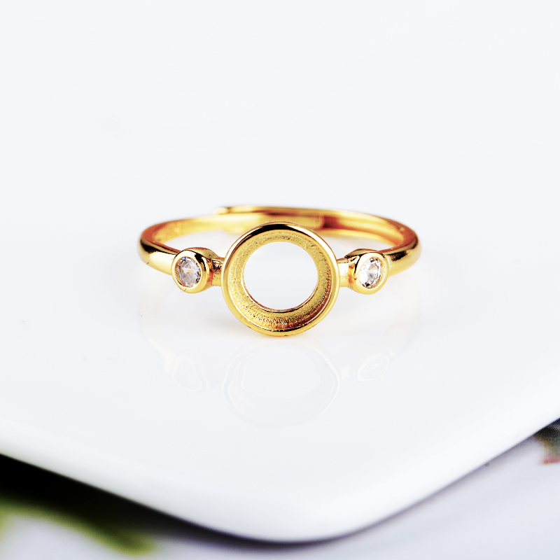 Ring Side Stones 925 Sterling Silver Semi Mount 7X7MM Round Cabochon Garnet Amber Agate Gemstone Setting Women Engagement Wedding Fine Jewelry CZ Cubi