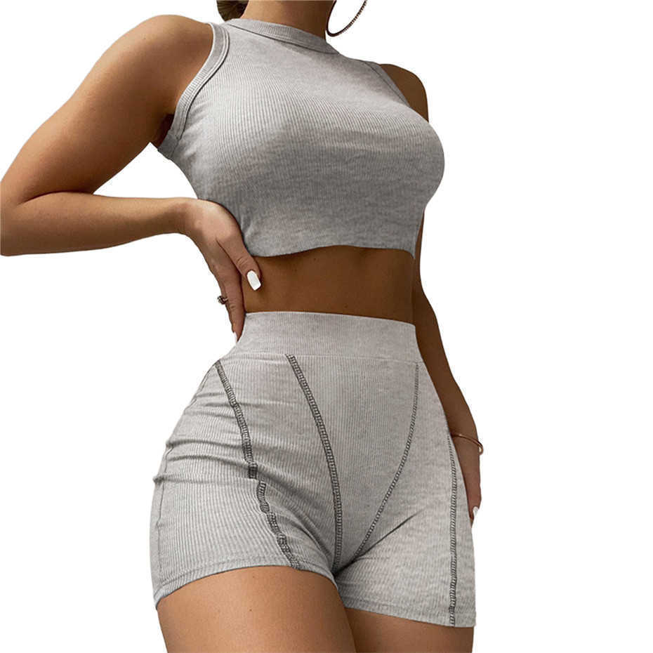 Summer 2023 Casual Shorts Suits Women Tracksuits 2 Piece Set Outfits Crop Top Sleeveless Sportsuit Fashion Clothing
