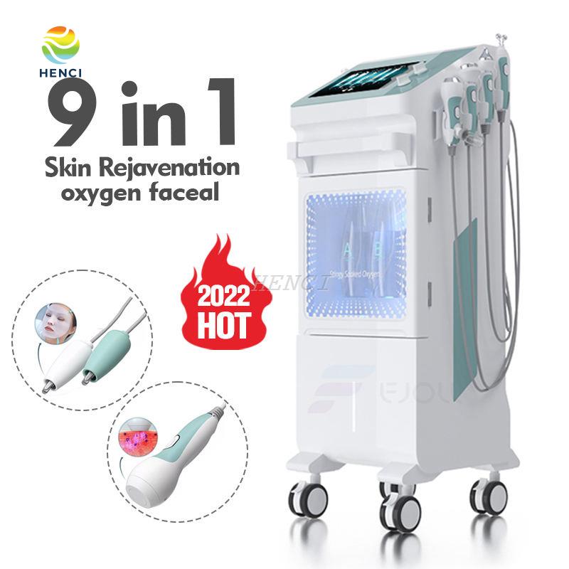 9 in 1 Multifunction Facial Oxygen Spray Ultrasound Cold Hammer Scrubber White skin integrated management instrument