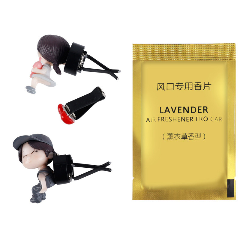 Couples Perfume Clip Car Interior Stylish Decoration Auto Cute Cartoon Couple Aromatherapy Decor Car Accessories Boy Girl Lovers