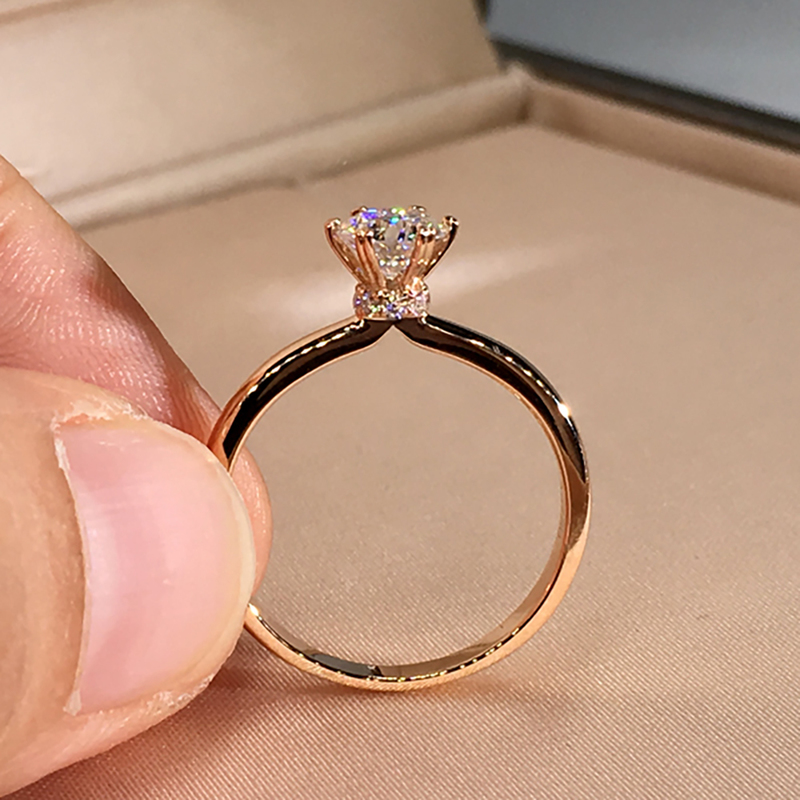 18K Rose Gold Women Ring Diamonds 1 2 3 45 Carat Round Flower Crown Elegant Wedding Party Engagement Anniversary Ring 220816