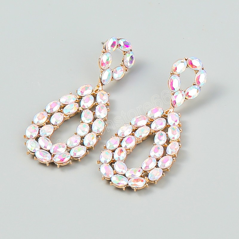 Metal Rhinestone Geometric Dangle Earrings Casual Party Trend Statement Earrings Women's Simple Jewelry