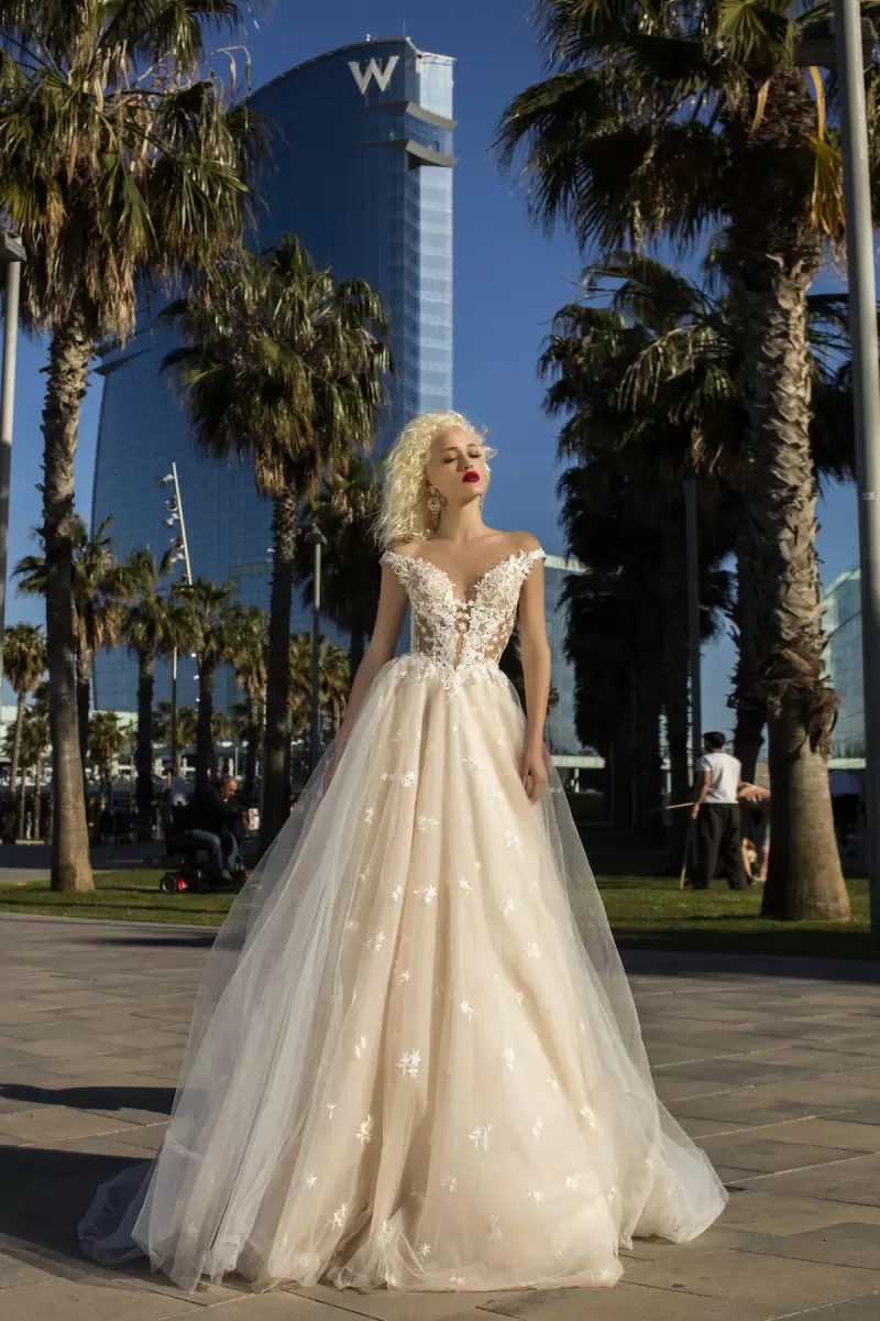 Plus Size Dresses Off Shoulder Lace Appliqued Tulle Bridal Gowns Dubai Arabic Backless Beach Wedding Dress C0527w1