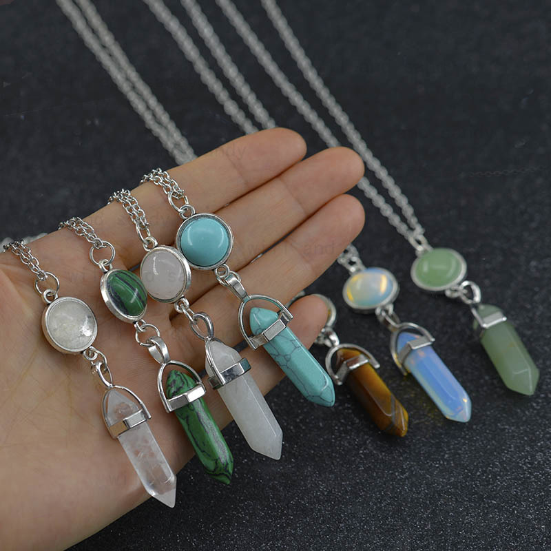 Natural Stone Bullet Healing Point Pendant Necklaces Tiger Eye Turquoise Aventurine Crystal Stone Quartz Hexagonal Necklace for Women Fashion Jewelry Gift
Natural Stone Bullet Healing Point Pendant Necklaces Tiger Eye Turquoise Aventurine Crystal Stone Quartz Hexagonal Necklace for Women Fashion Jewelry Gift