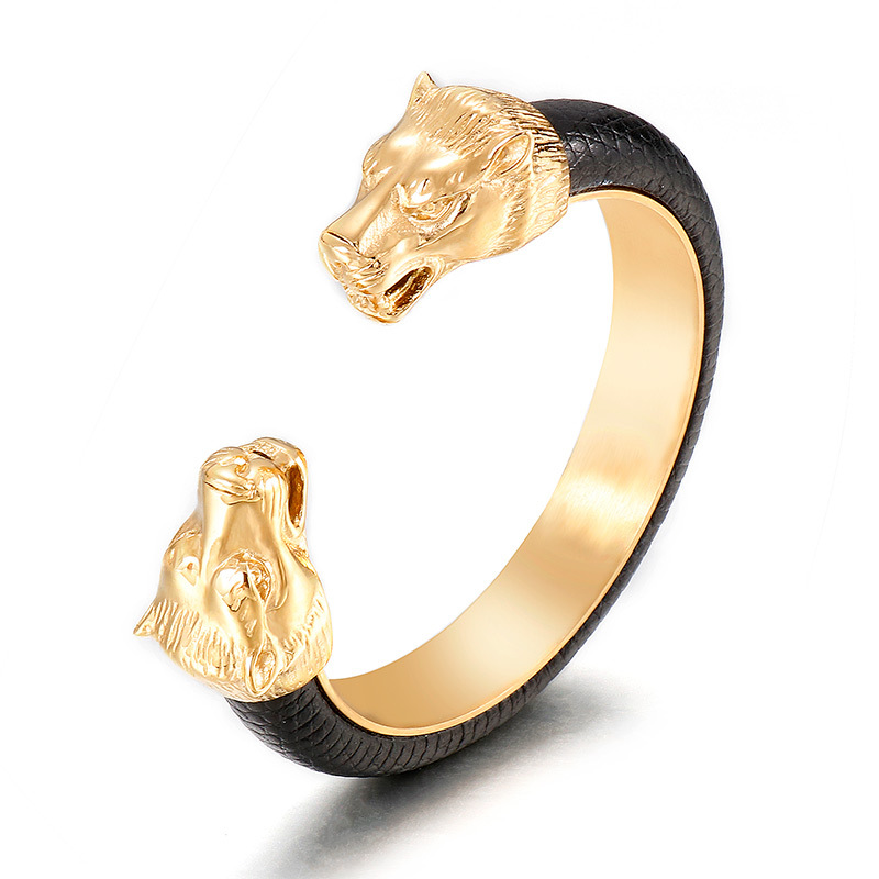 Golden Stainless Steel Lion Head Open Bangles for Men Elastic Adjustable Leather Bracelets Male Boys Hand Accessories Jewellery
Golden Stainless Steel Lion Head Open Bangles for Men Elastic Adjustable Leather Bracelets Male Boys Hand Accessories Jewellery