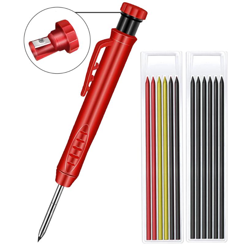 Professional Hand Tool Sets Solid Carpenter Pencil With Refill Leads And Sharpener Construction For Deep Hole Marker Marking Woodworking Too
Professional Hand Tool Sets Solid Carpenter Pencil With Refill Leads And Sharpener Construction For Deep Hole Marker Marking Woodworking Too