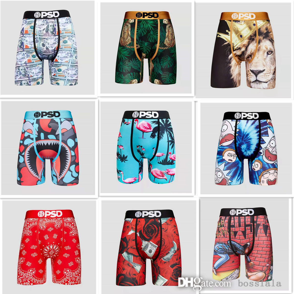 

New Printed PSd Shorts Soft Breathable Boxer Batch Comfort Underpants Stretch Fabric Wholesale Vendor Men Waistband Boxers Briefs, P04