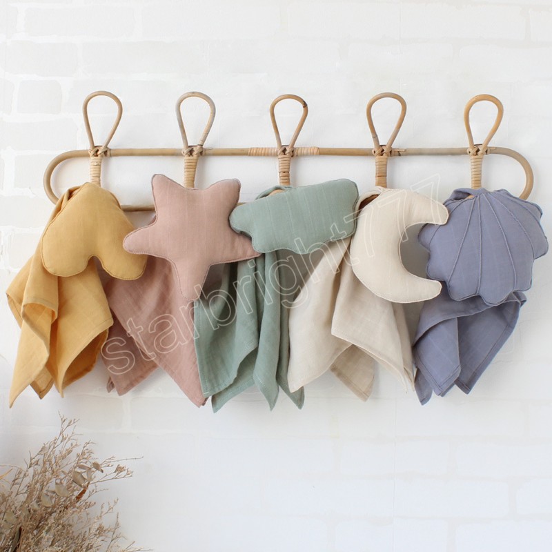 Newborn Soothe Appease Towels Baby Saliva Towel Organic Cotton Moon Star Toy Baby Comfort Lovely Muslin Security Bib 40x40cm