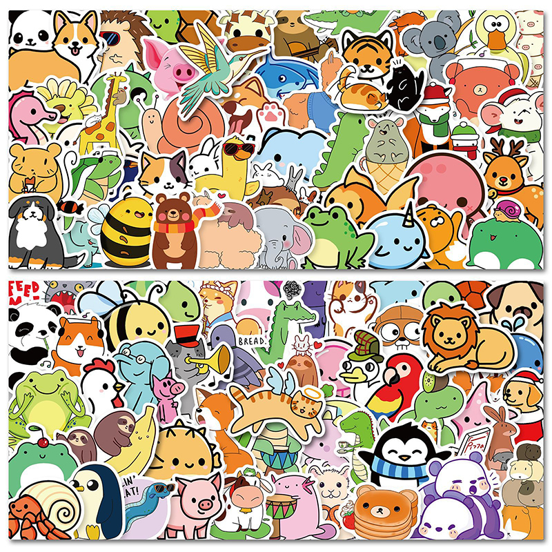 50pcs Cute little animal graffiti Sticker Phone Laptop Skateboard Car Stickers Pack for Luggage Guitar Helmet Sticker