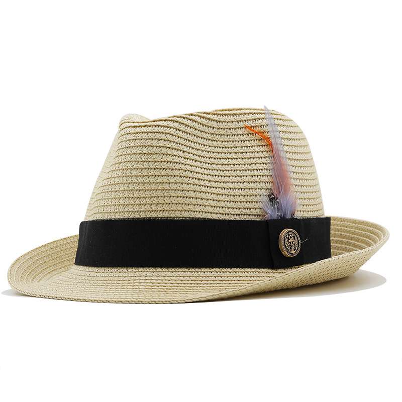 ummer Parentchild Beach Female Caual Panama Jazz Men gentleman 5.5cm brim Feather band traw cap boy un Hat 220613, Khaki
ummer Parentchild Beach Female Caual Panama Jazz Men gentleman 5.5cm brim Feather band traw cap boy un Hat 220613, Khaki