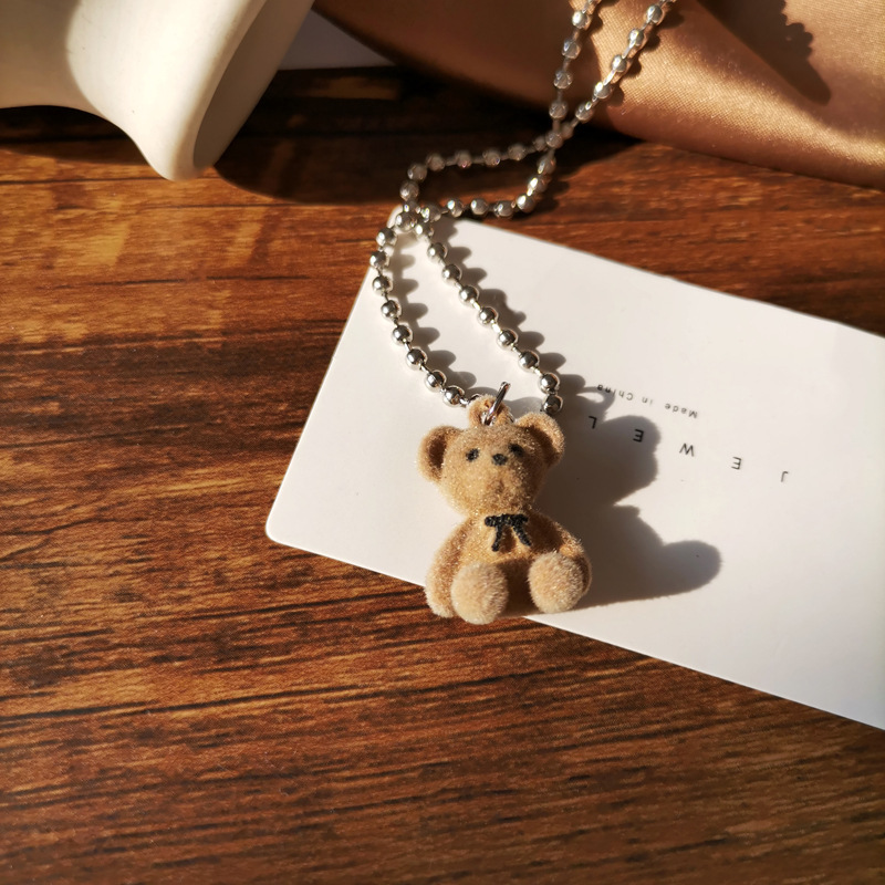 Cartoon bear pendant necklace personality trendy necklace fashion ins wind sweater sweater chain accessories