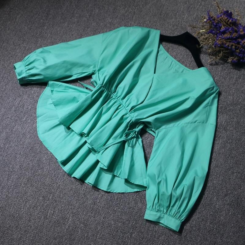 Women's Blouses & Shirts V-neck Elegant Office Lady Long Sleeve Sweet Lace Up Slim Waist Tops Spring Solid Chic Designed Ladies 2022Women's, Green
Women's Blouses & Shirts V-neck Elegant Office Lady Long Sleeve Sweet Lace Up Slim Waist Tops Spring Solid Chic Designed Ladies 2022Women's, Green