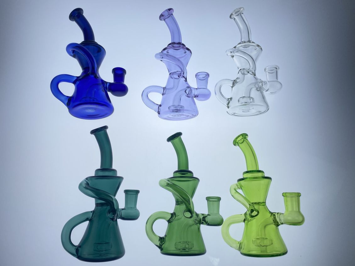 color recycler glass hookah oil rig pipe 14mm joint factory outlet