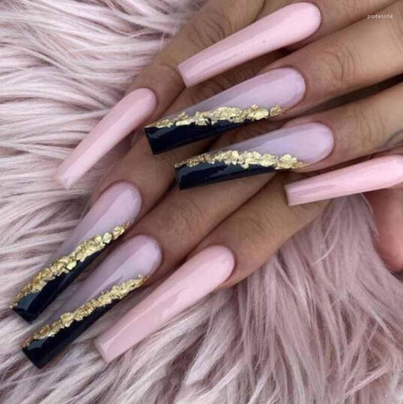 False Nails Fashion Black Gold Gradient Super Long Coffin Detachable Fake Press On Nail Finger Art Decor Women Beauty Prud22
False Nails Fashion Black Gold Gradient Super Long Coffin Detachable Fake Press On Nail Finger Art Decor Women Beauty Prud22
