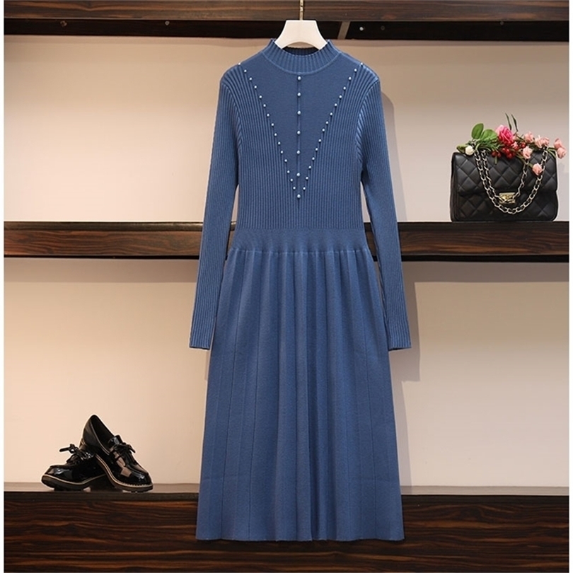 ONeck Women Winter Warm Sweater Dress women Casual Loose Long Sleeve Knitted Dress Ladies Elegant party dress 201008