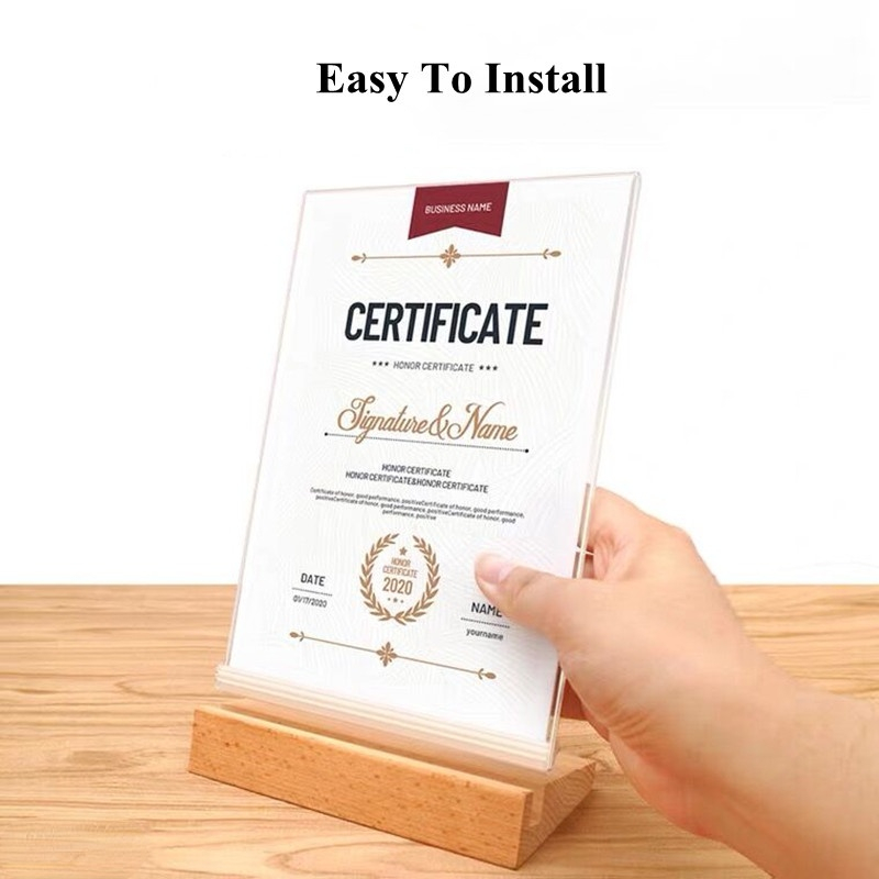 A6 T / L Shape Table Signboard Double-sided Acrylic Sign Holder Display Card Rack Menu Paper Holder Stand