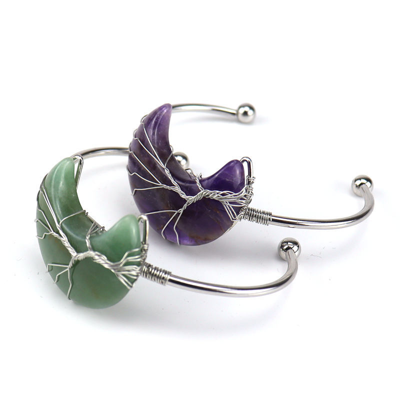 Wire Wrap Natural Stone Moon Tree of life Bracelet Amethyst Aventurine Pink Crystal Bangle Bracelets for Women Jewelry
Wire Wrap Natural Stone Moon Tree of life Bracelet Amethyst Aventurine Pink Crystal Bangle Bracelets for Women Jewelry