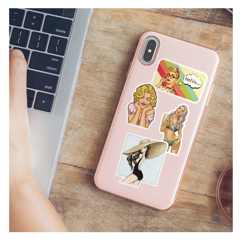 50 Pop girl graffiti Sticker Phone Laptop Skateboard Car Stickers Pack for Luggage Guitar Helmet Sticker