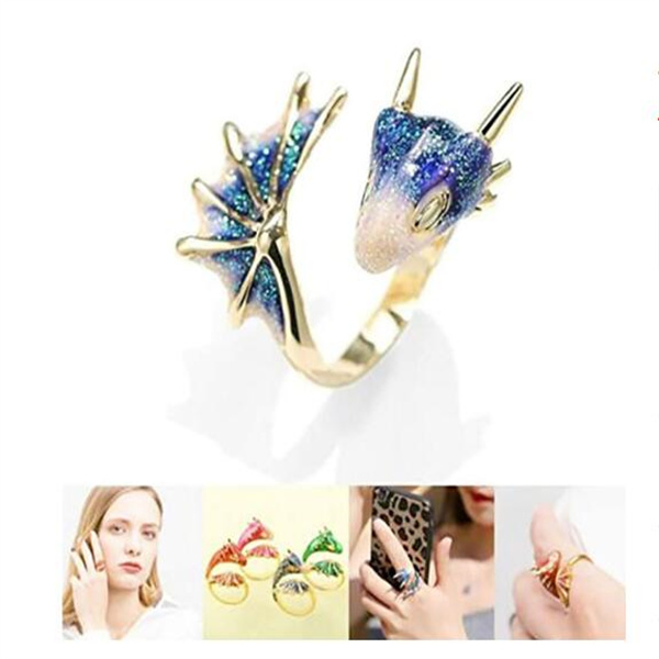 Band Rings Original Design Starry Sky Small Blue Dragon Opening Ring Colorful Fresh And Unique Craftsmanship Charm Women's Silver Jewelry GC1298