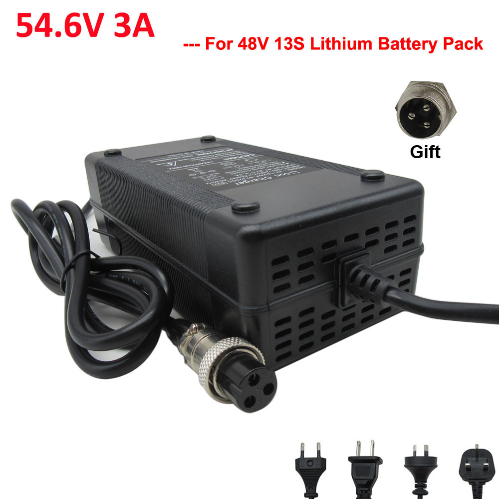 54.6V 3A Electric Bike Bicycle Lithium Battery Charger GX16 3Pin Female Connector For 48V Li ion Scooter XLR 3 Sockets Charger
54.6V 3A Electric Bike Bicycle Lithium Battery Charger GX16 3Pin Female Connector For 48V Li ion Scooter XLR 3 Sockets Charger